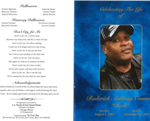 Roderick A Coward Obituary