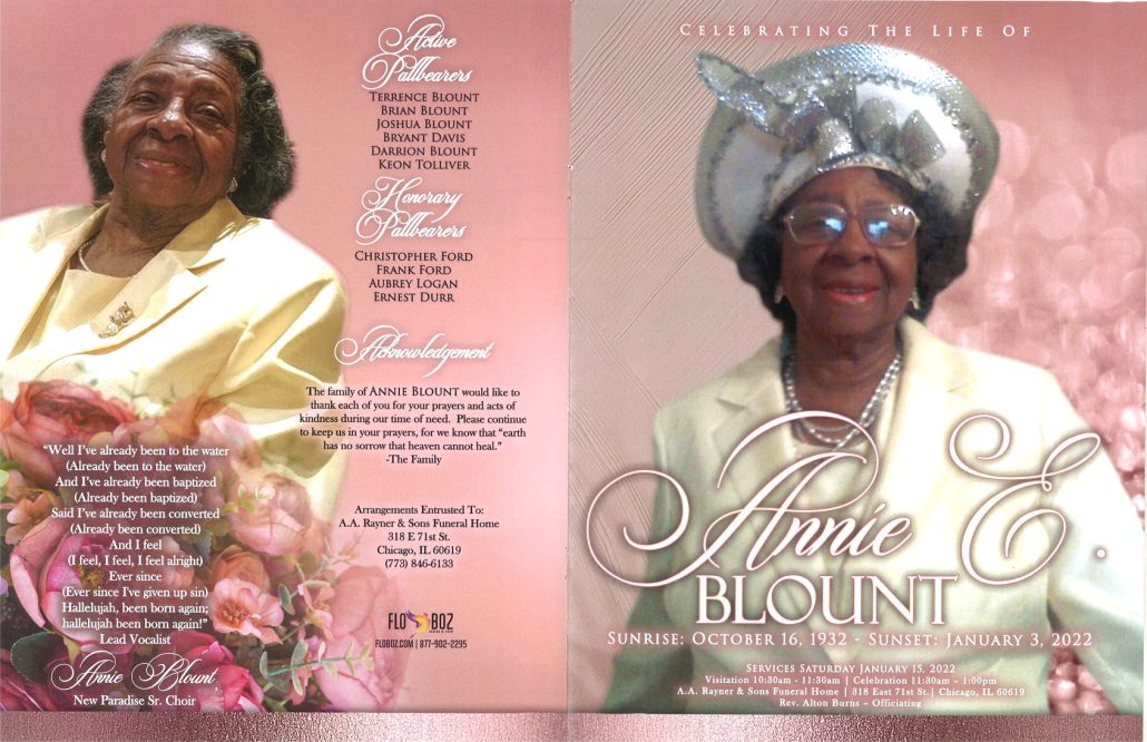 Annie E Blount Obituary