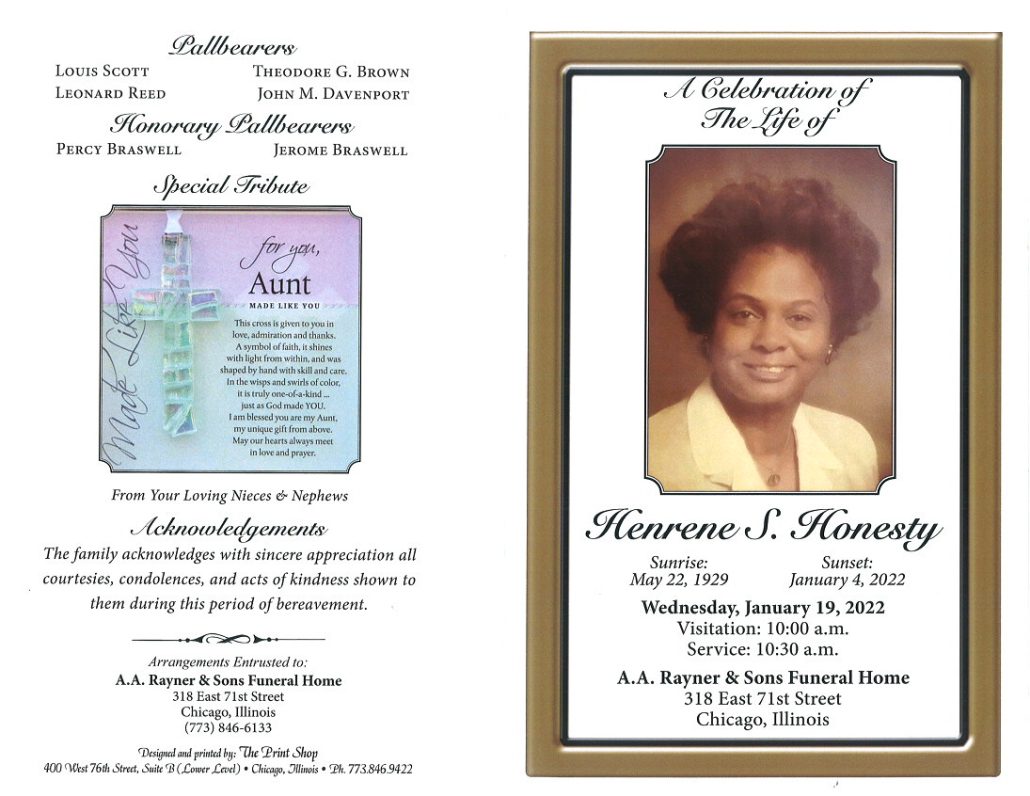 Henrene S Honesty Obituary