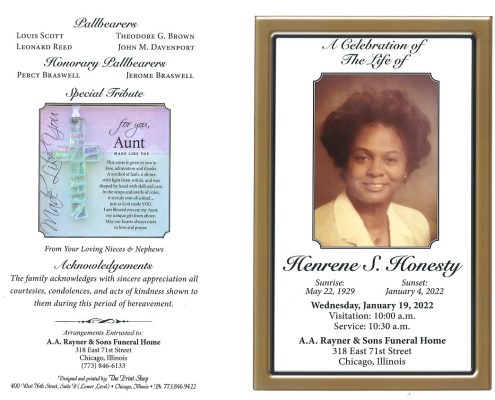 Henrene S Honesty Obituary