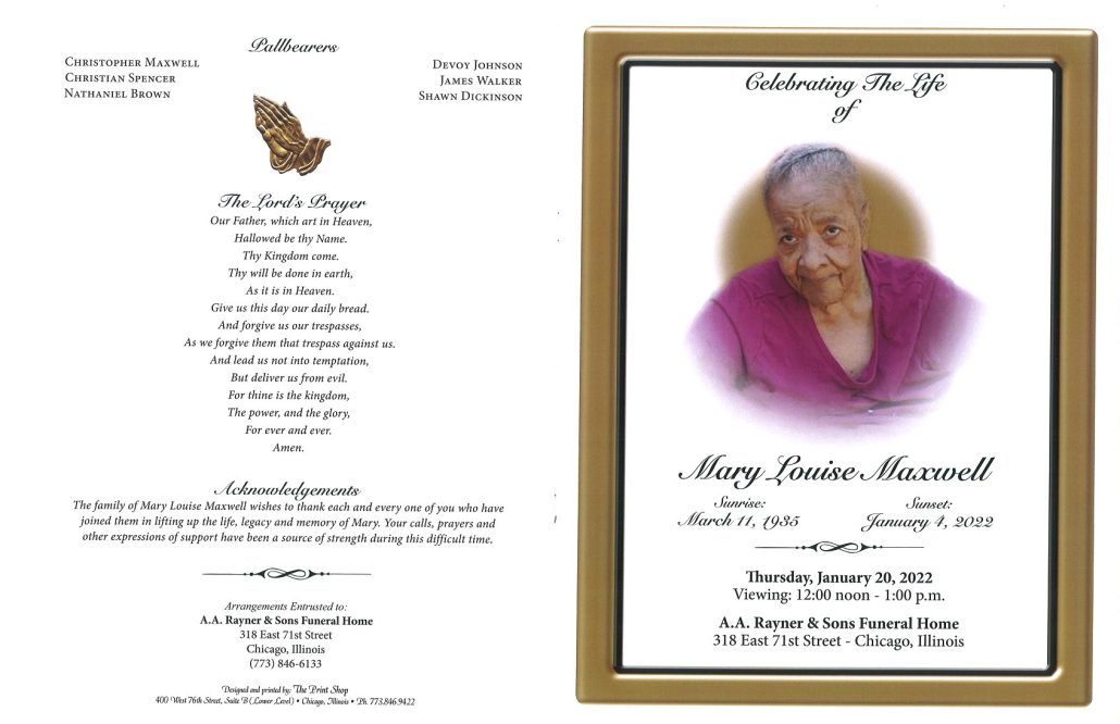 Mary L Maxwell Obituary