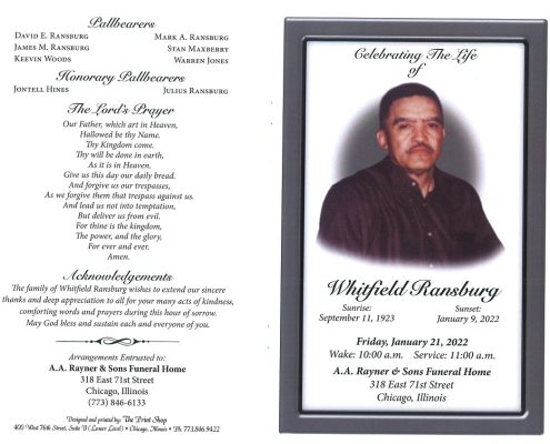 Whitfield Ransburg Obituary