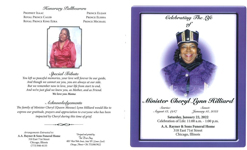 Minister Cheryl L Hilliard Obituary