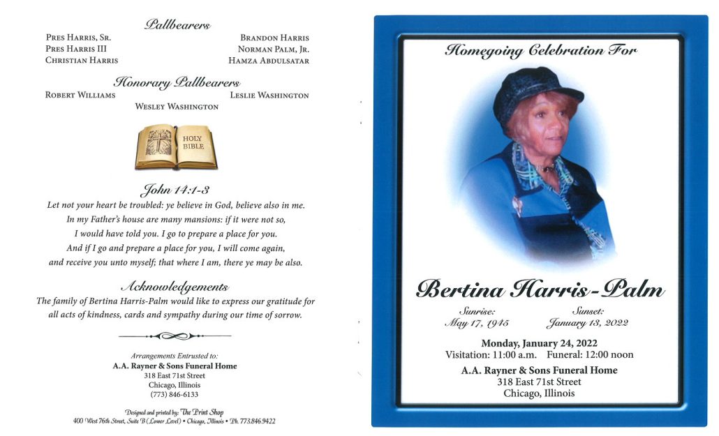 Bertina Harris Palm Obituary