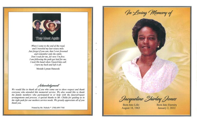 Jacqueline S Jones Obituary | AA Rayner and Sons Funeral Homes