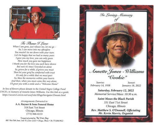 Annette Jones Williams Obituary