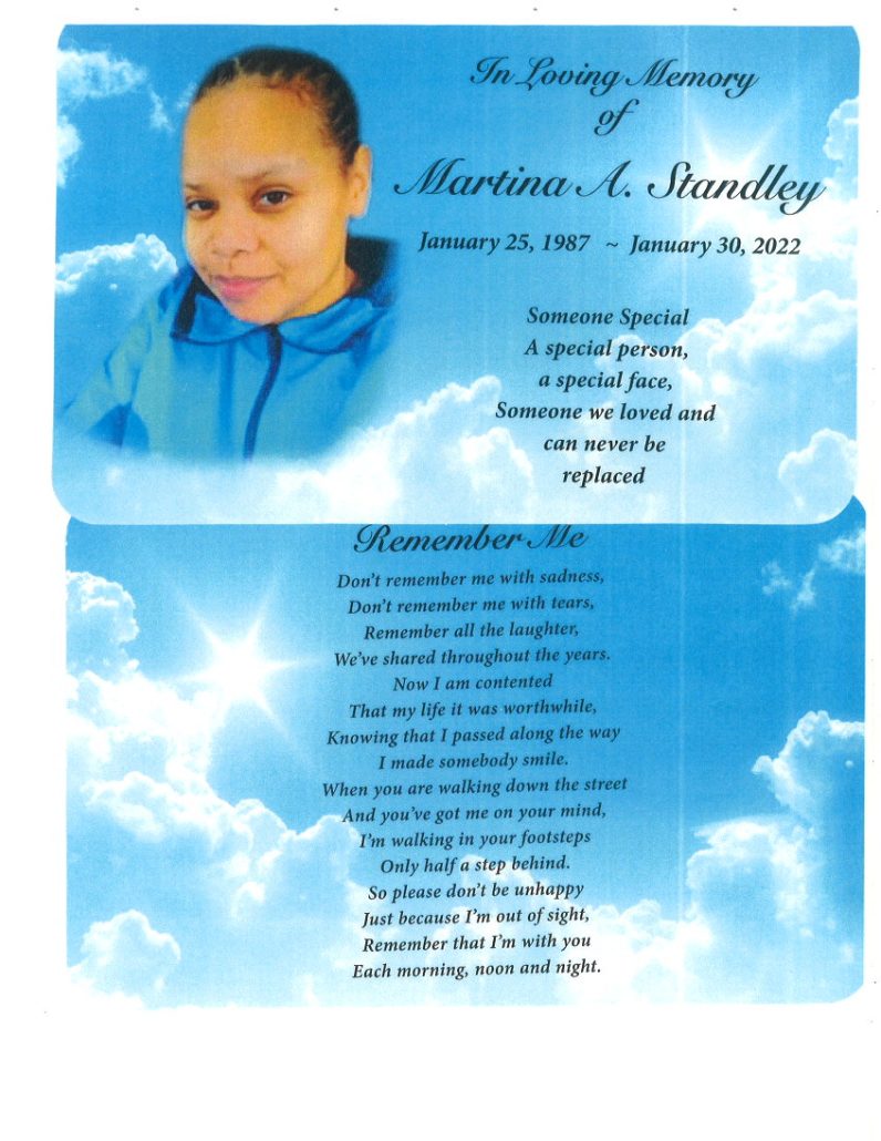 Martina A Standley Obituary