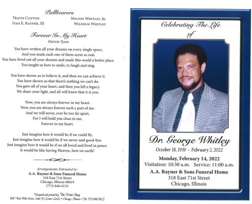 Dr George Whitley Obituary