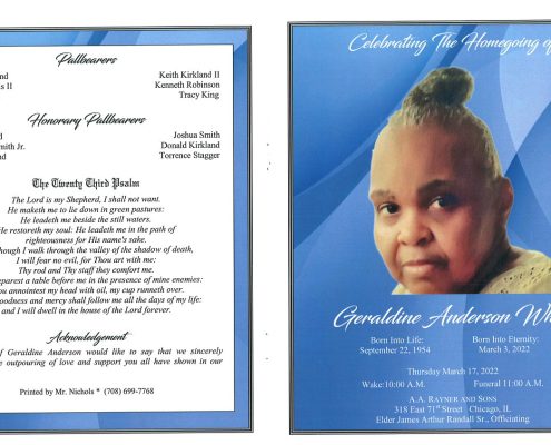 Geraldine A White Obituary