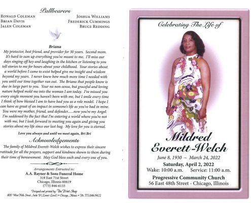Mildred Everett Welch Obituary
