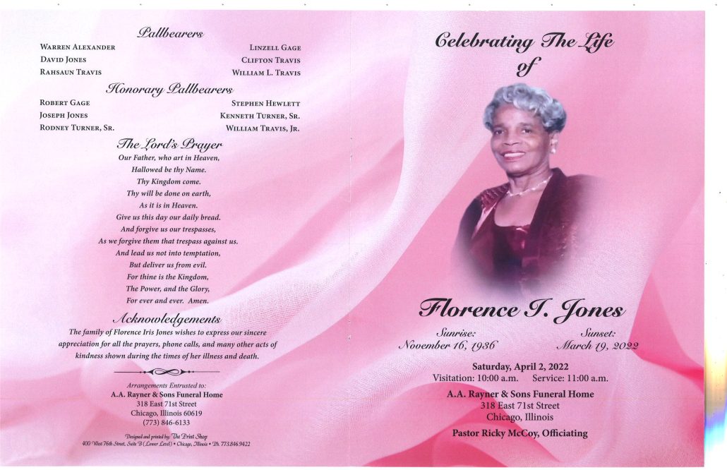 Florence I Jones Obituary