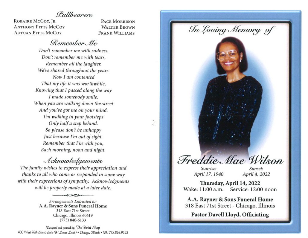 Freddie M Wilson Obituary