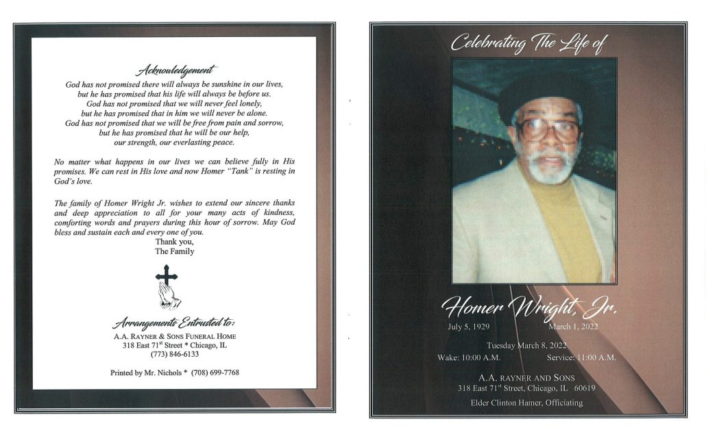 Homer Wright Jr Obituary