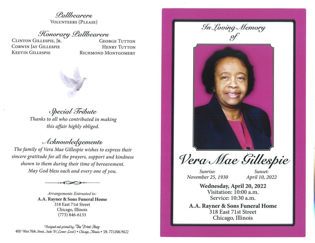 Vera M Gillespie Obituary