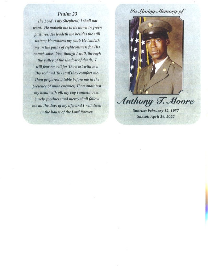 Anthony T Moore Obituary