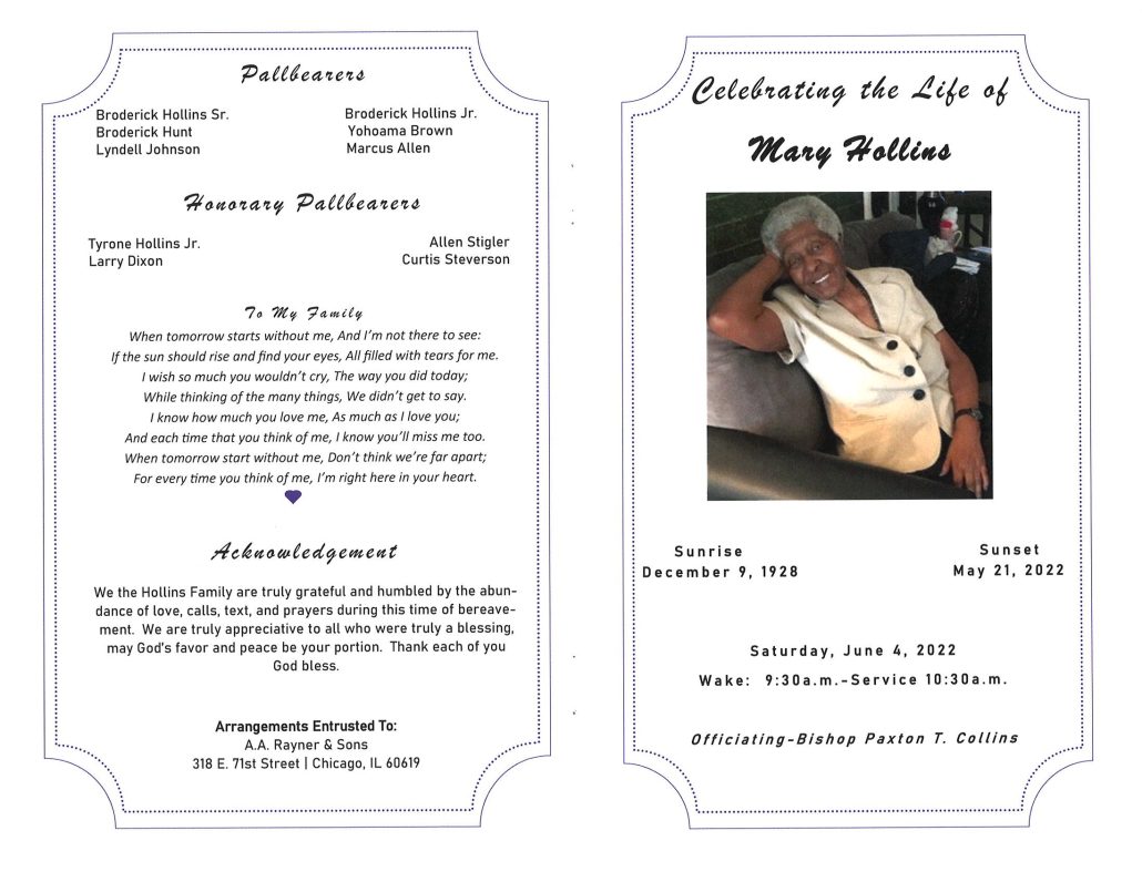 Mary Hollins Obituary