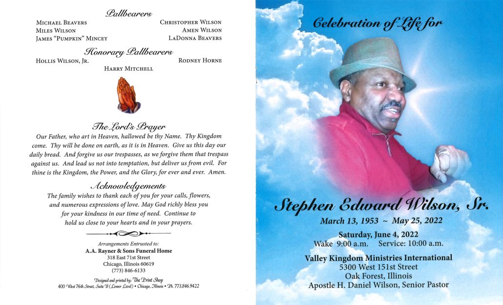 Stephen Edward Wilson Sr Obituary