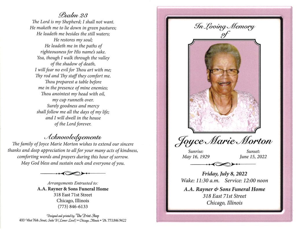 Joyce Marie Morton Obituary