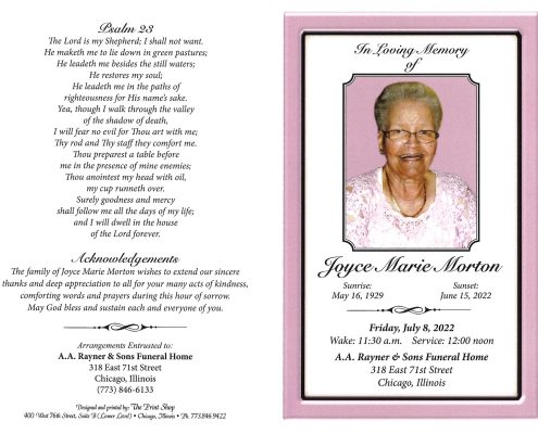 Joyce Marie Morton Obituary
