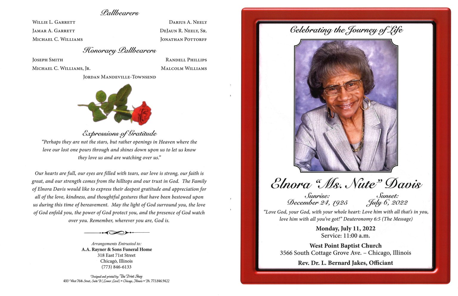 Elnora Davis Obituary | AA Rayner and Sons Funeral Homes