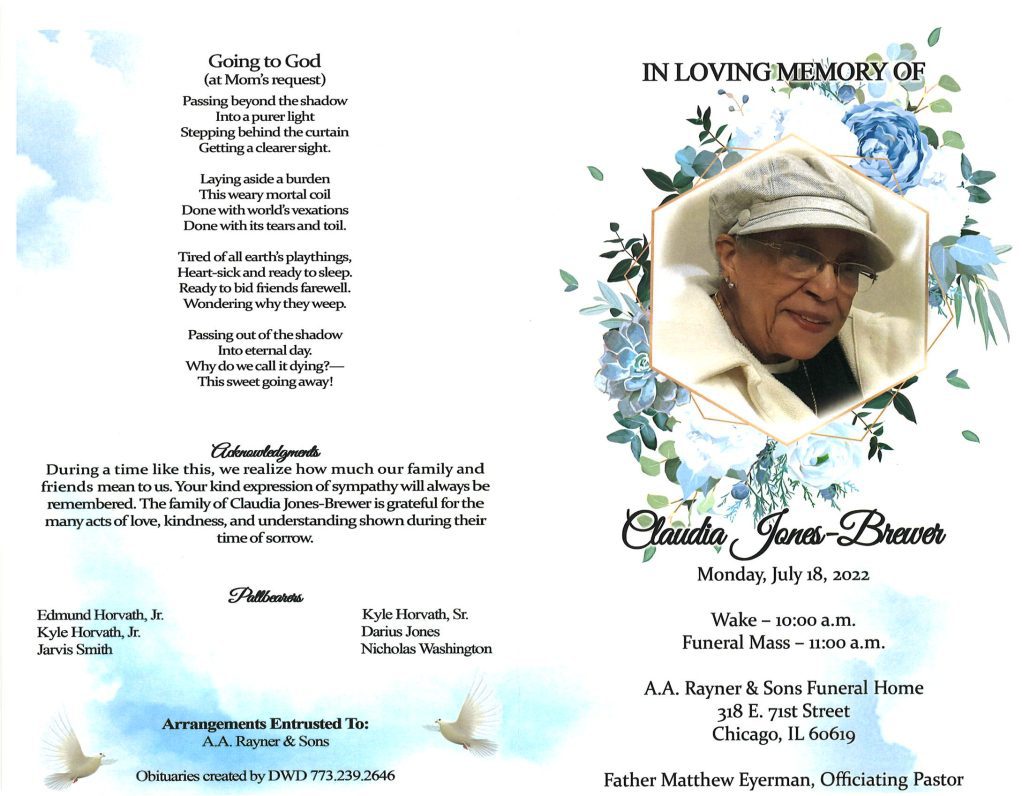 Claudia Jones Brewer Obituary