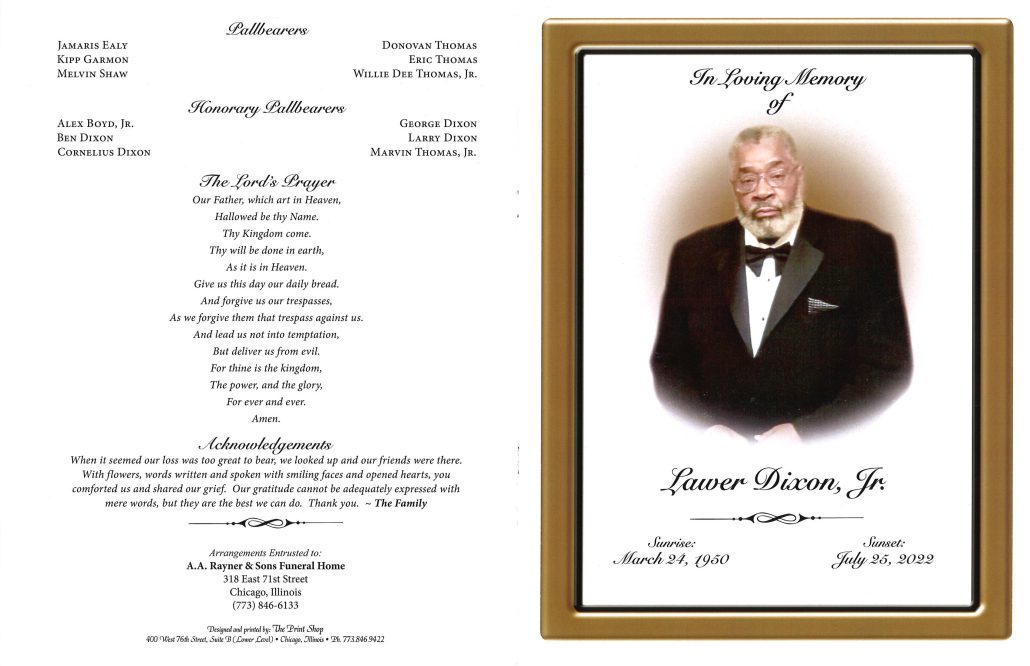 Lawer Dixon Jr Obituary