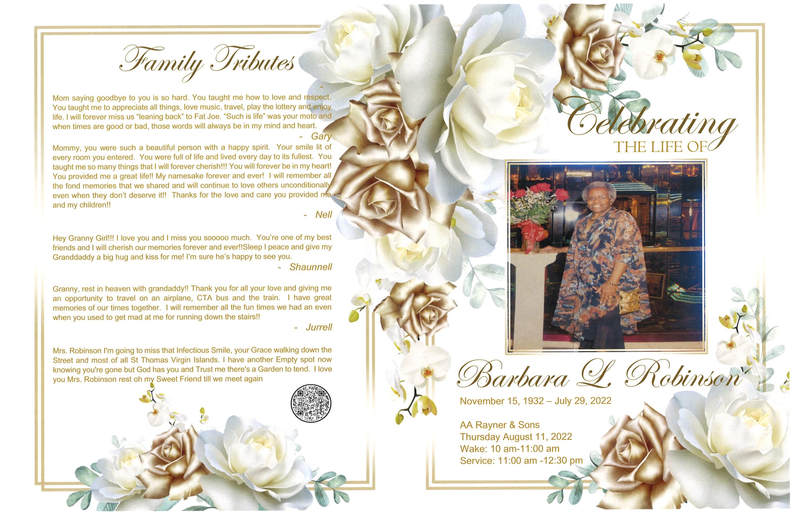 Barbara L Robinson Obituary AA Rayner And Sons Funeral Homes   0441 001 Scaled 