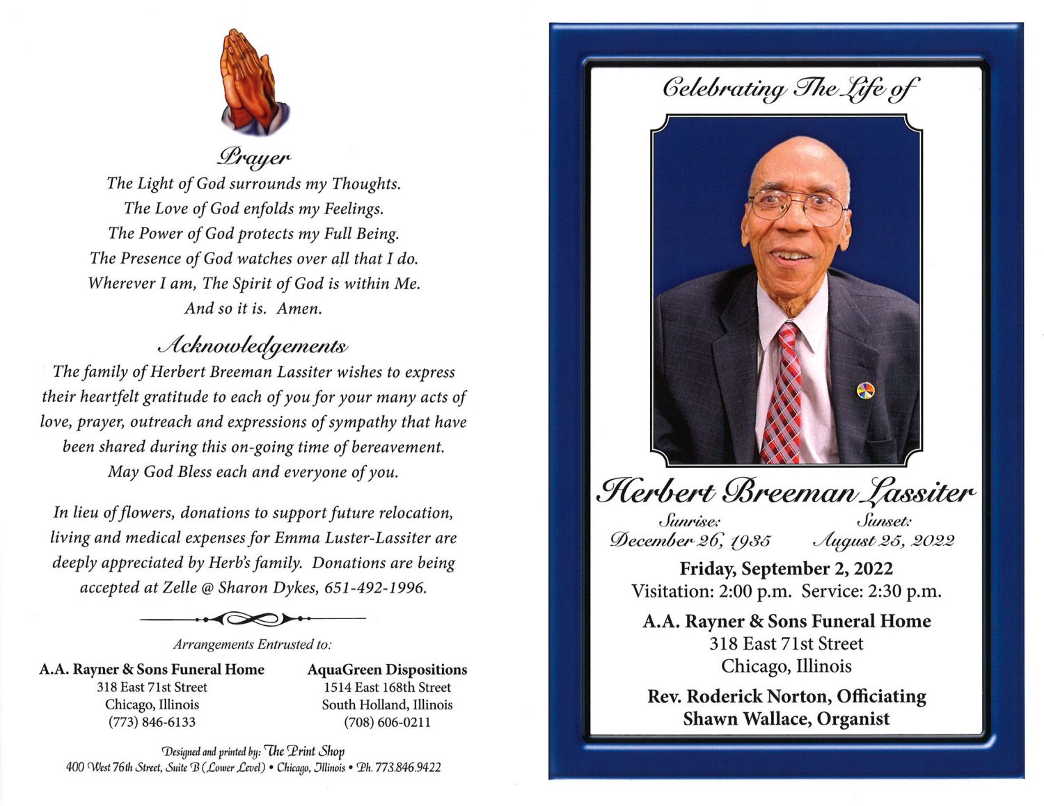 Herbert B Lassiter Obituary | AA Rayner and Sons Funeral Homes