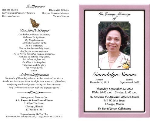 Gwendolyn Simons Obituary