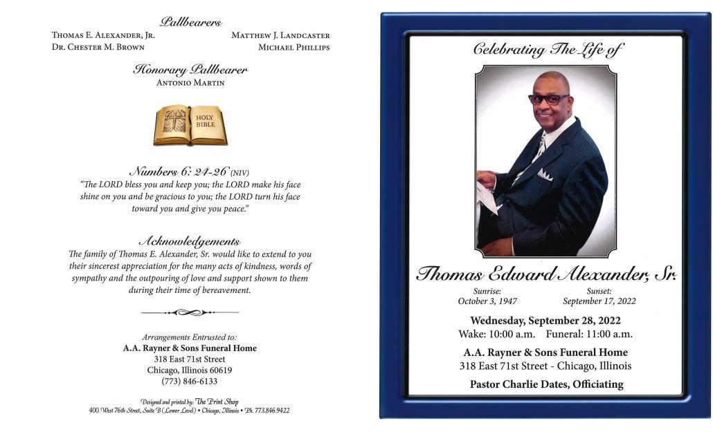 Thomas E Alexander Sr Obituary