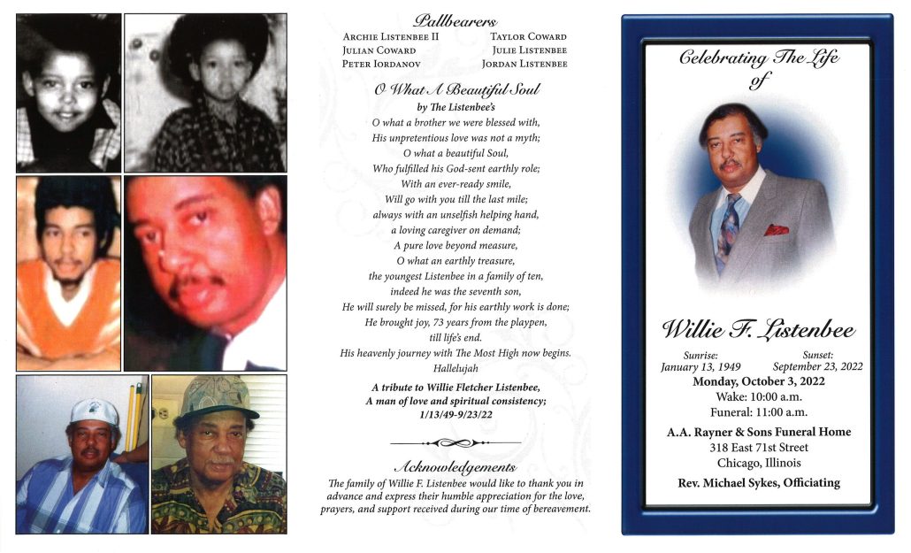 Willie F Listenbee Obituary