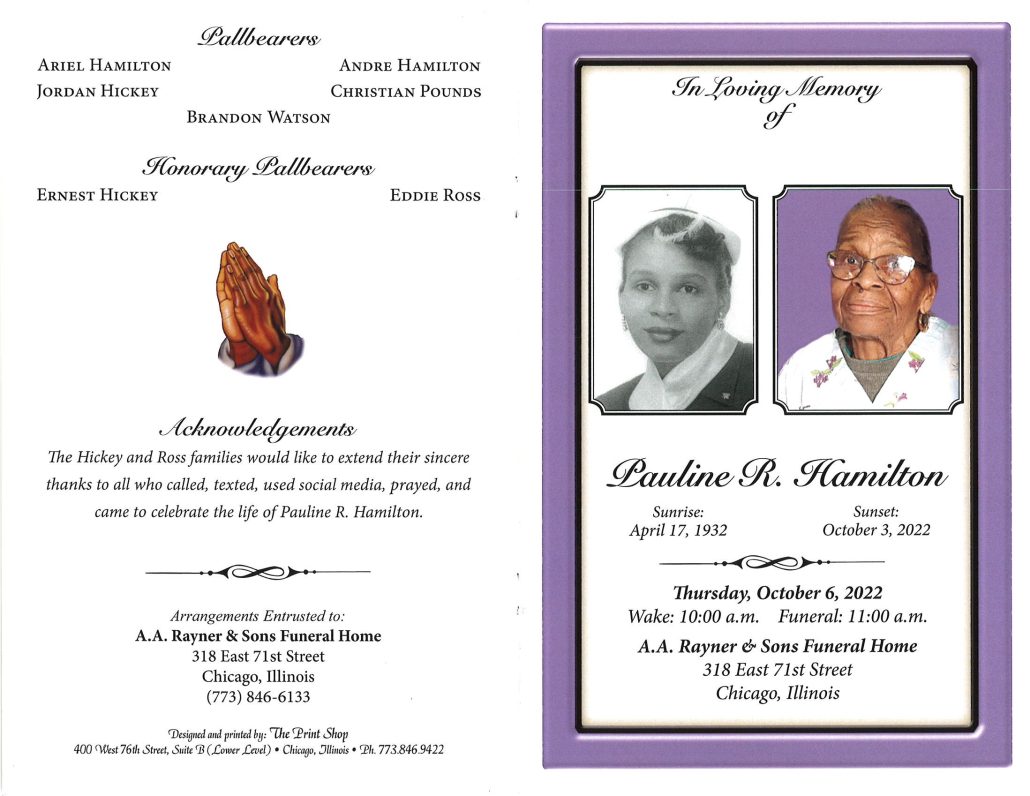 Pauline R Hamilton Obituary