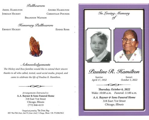 Pauline R Hamilton Obituary