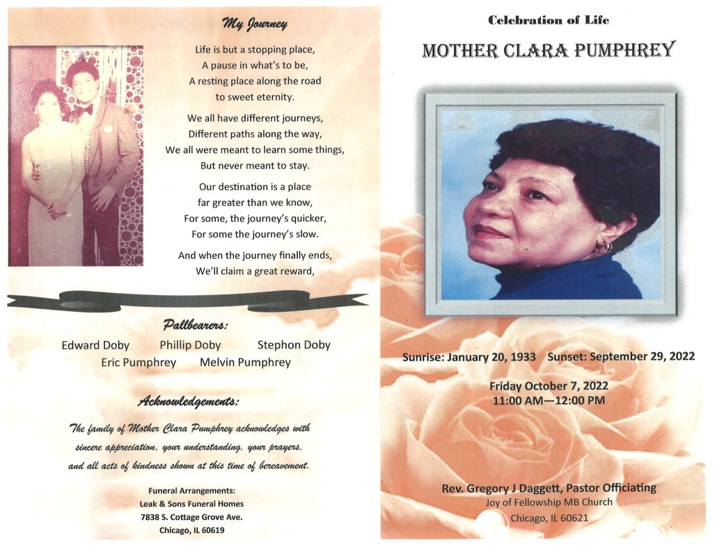 Clara Pumphrey Obituary