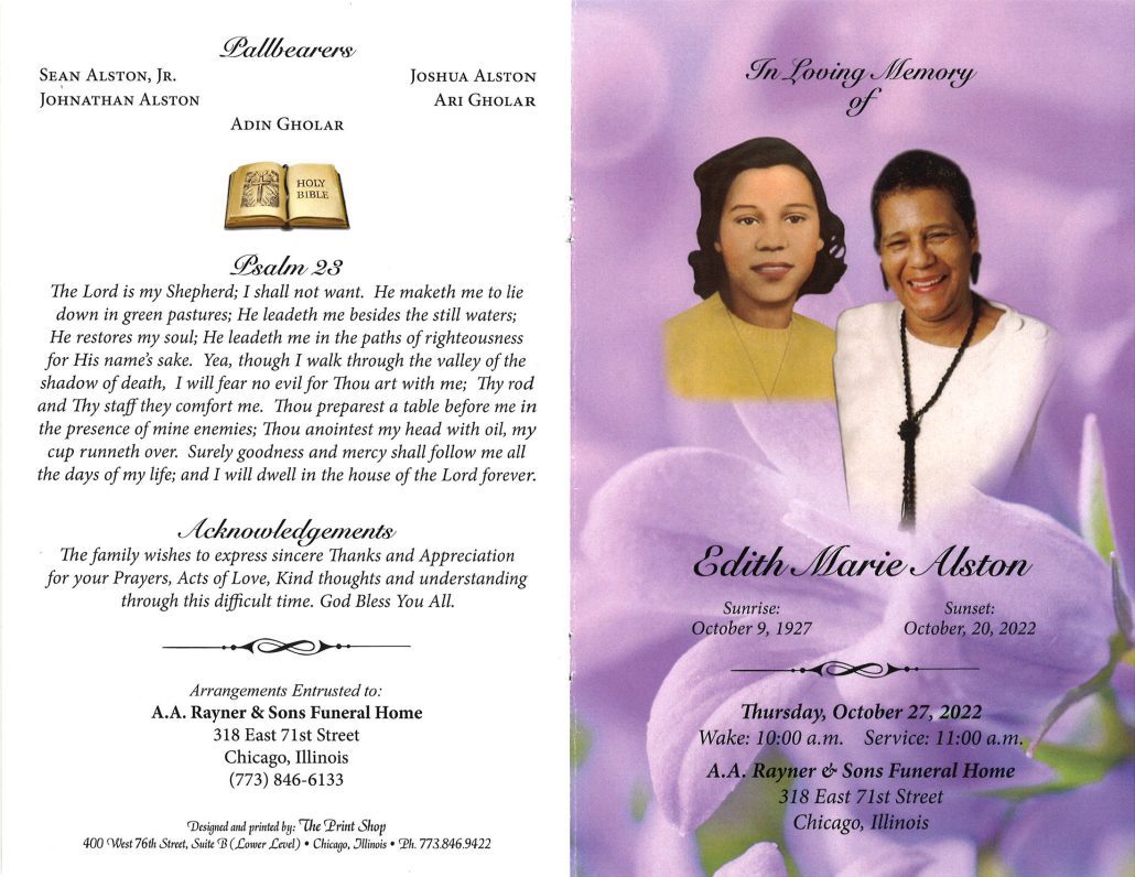 Edith M Alston Obituary