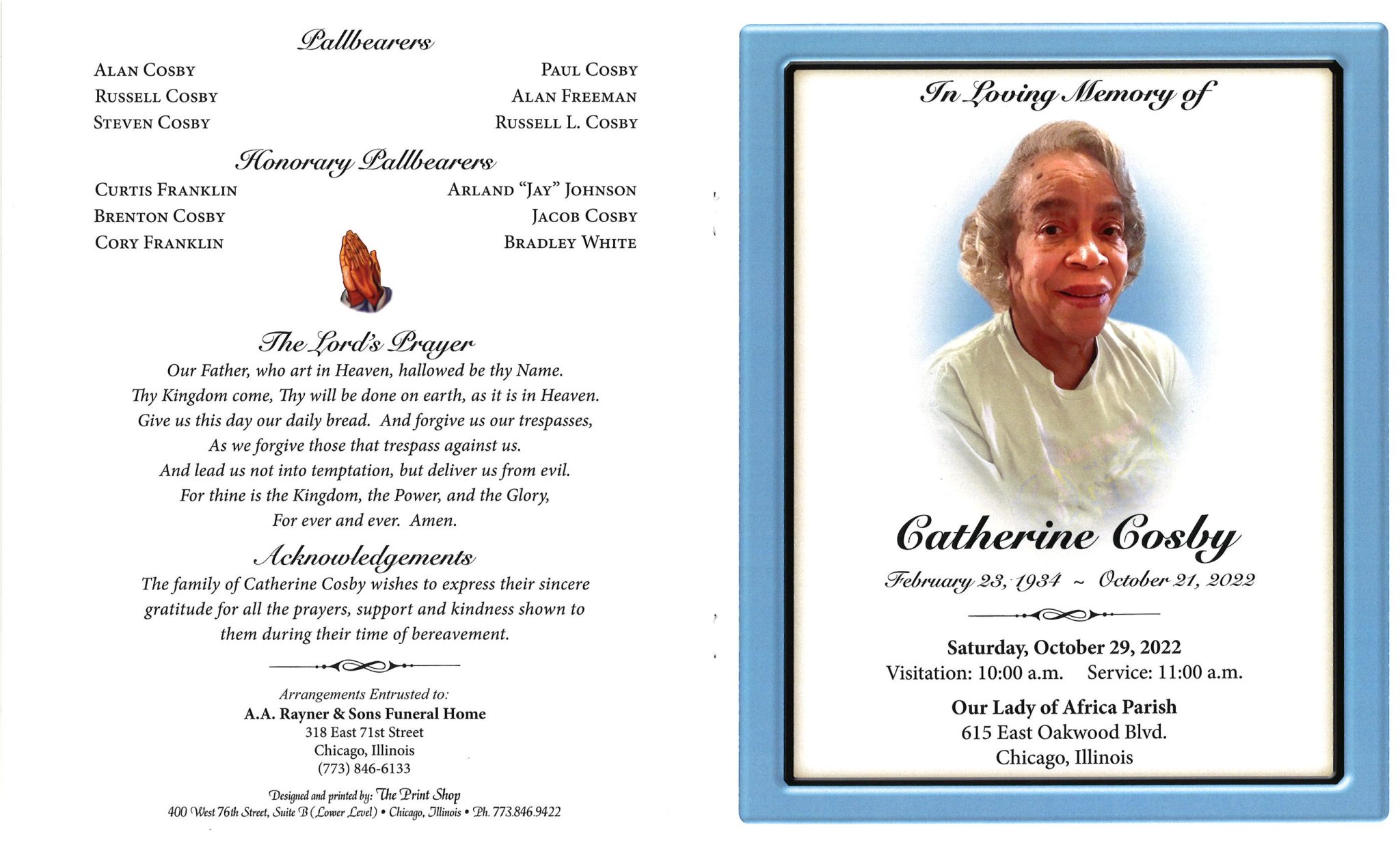 Catherine Cosby Obituary | AA Rayner and Sons Funeral Homes