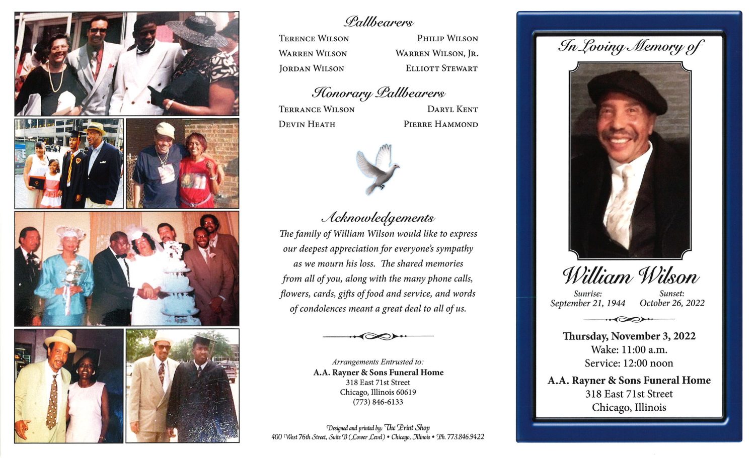 William Wilson Obituary AA Rayner and Sons Funeral Homes