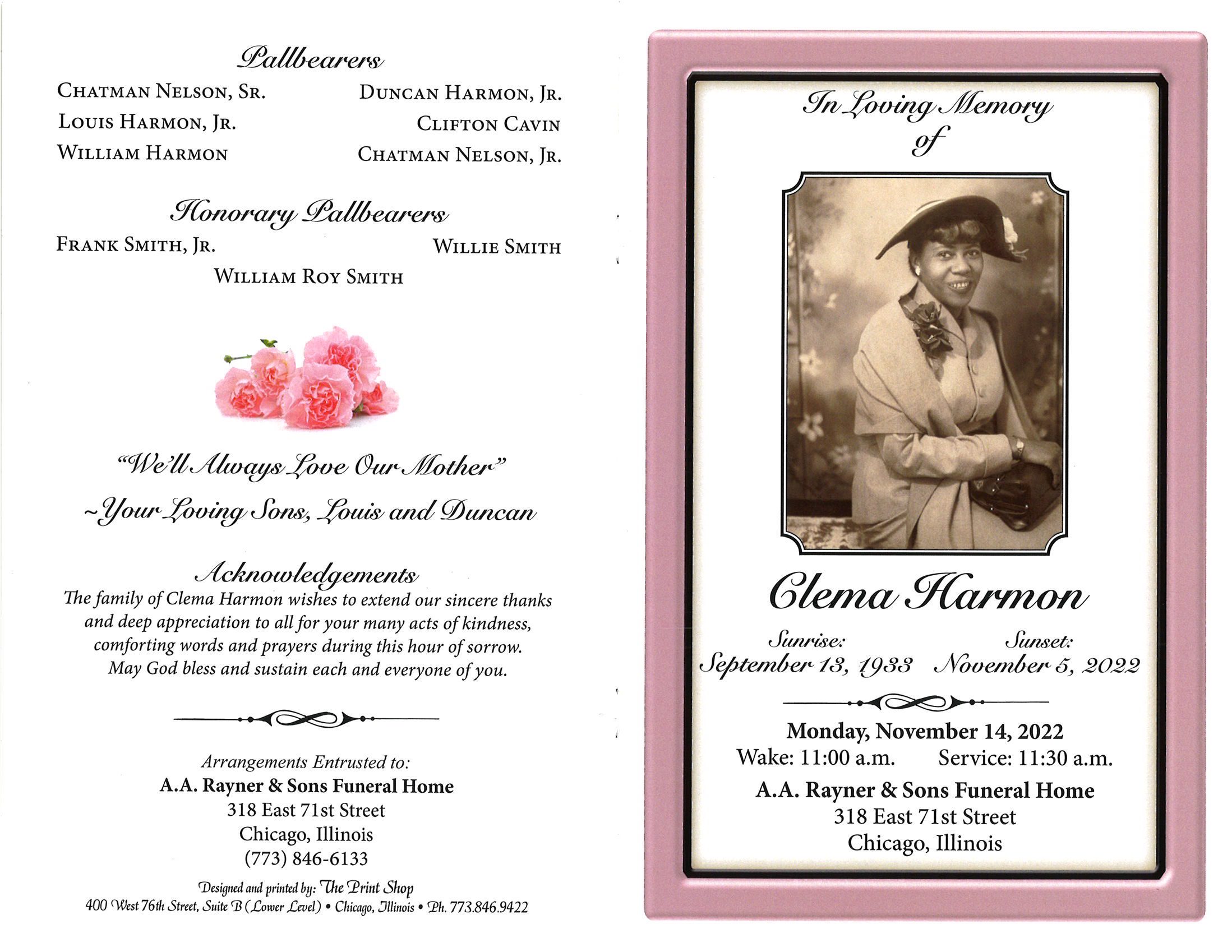 Clema Harmon Obituary