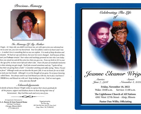 Jeanne E Wright Obituary