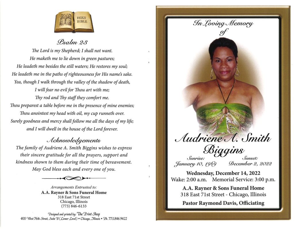 Audriene A Biggins Obituary