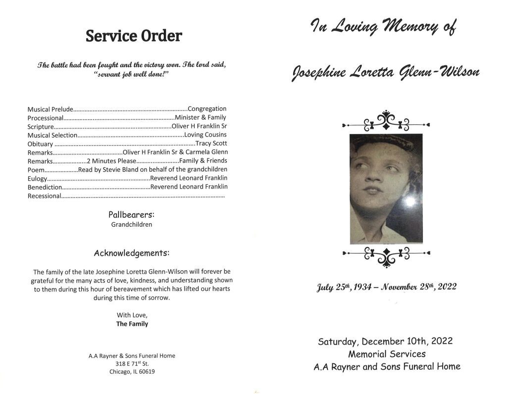 Josephine Glenn Wilson Obituary