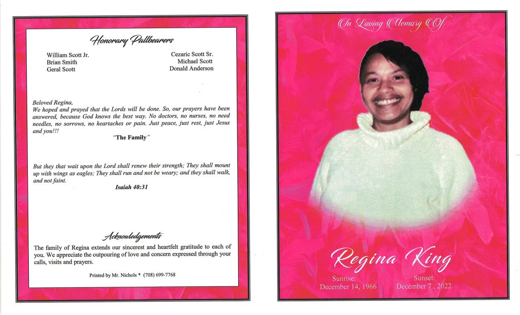 Regina King Obituary