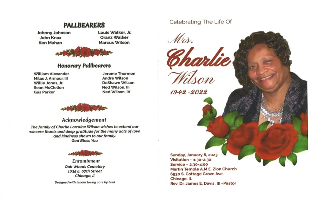 Mrs Charlie Wilson Obituary AA Rayner and Sons Funeral Homes
