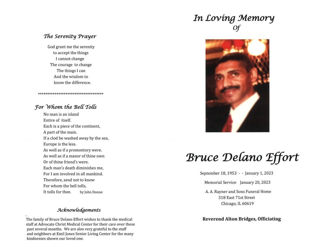 Bruce D Effort Obituary