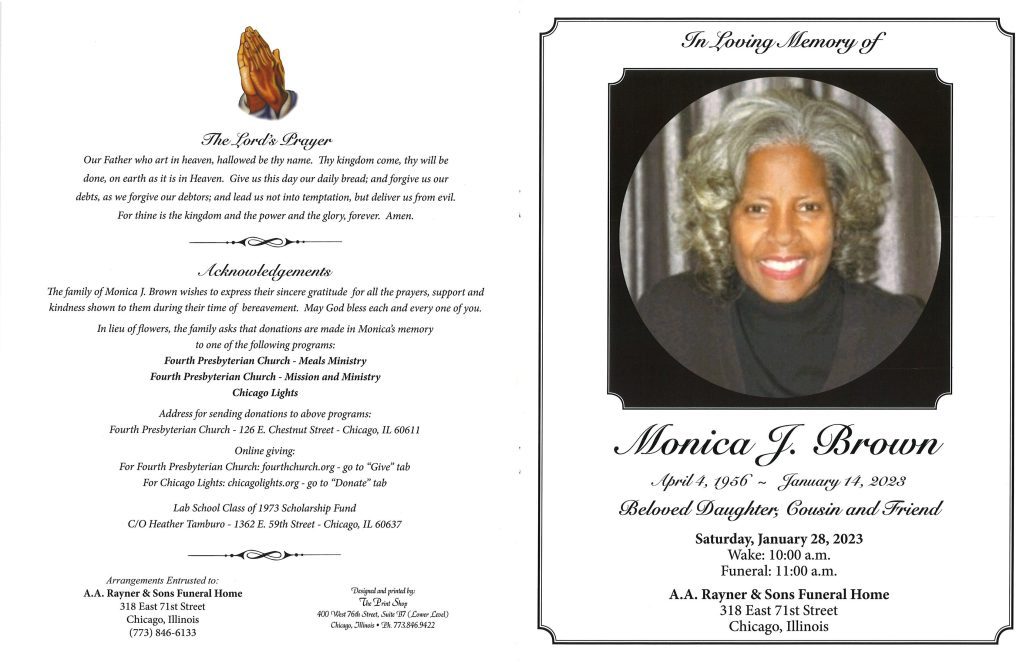 Monica J Brown Obituary