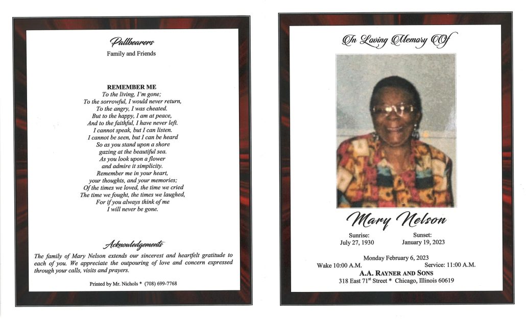 Mary Nelson Obituary