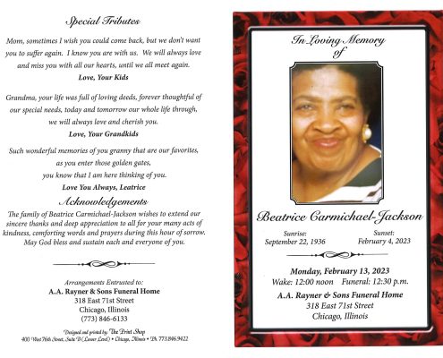 Beatrice Carmichael Jackson Obituary