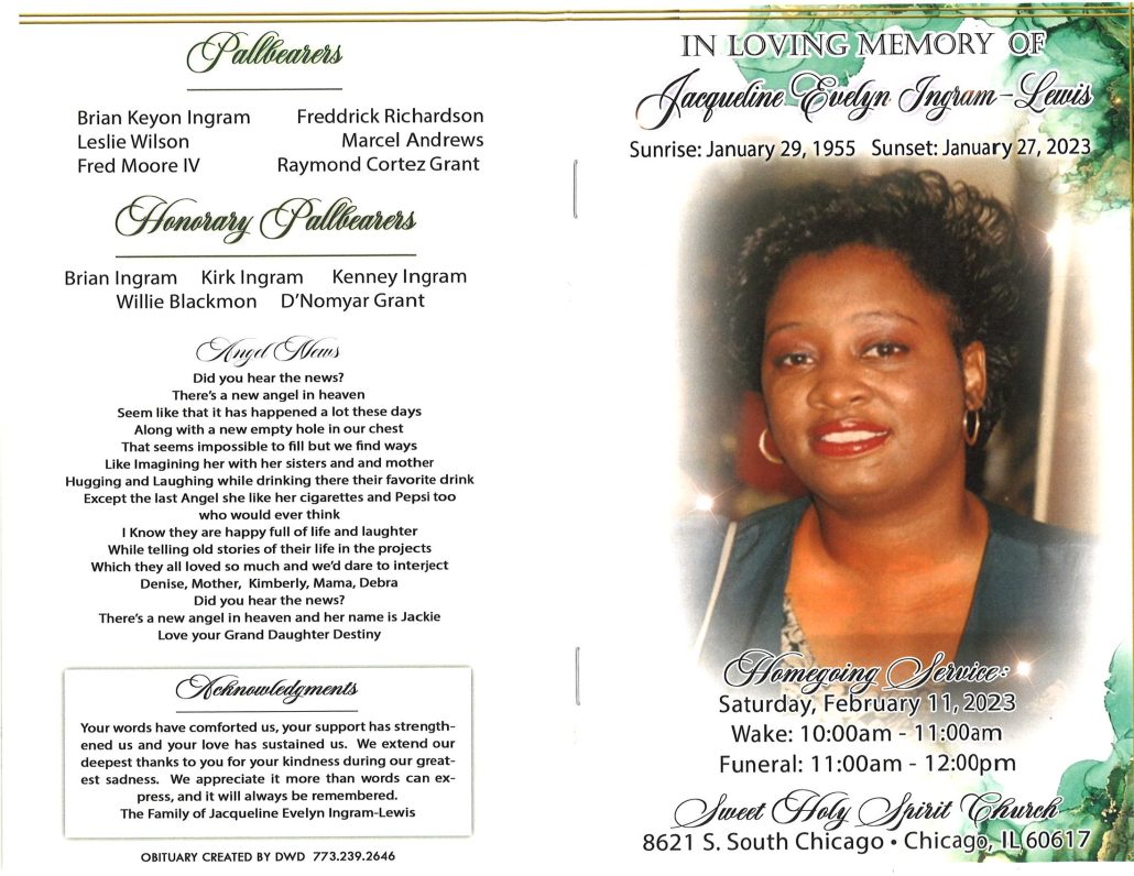 Jacqueline E Ingram Lewis Obituary