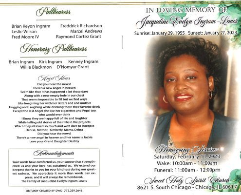 Jacqueline E Ingram Lewis Obituary