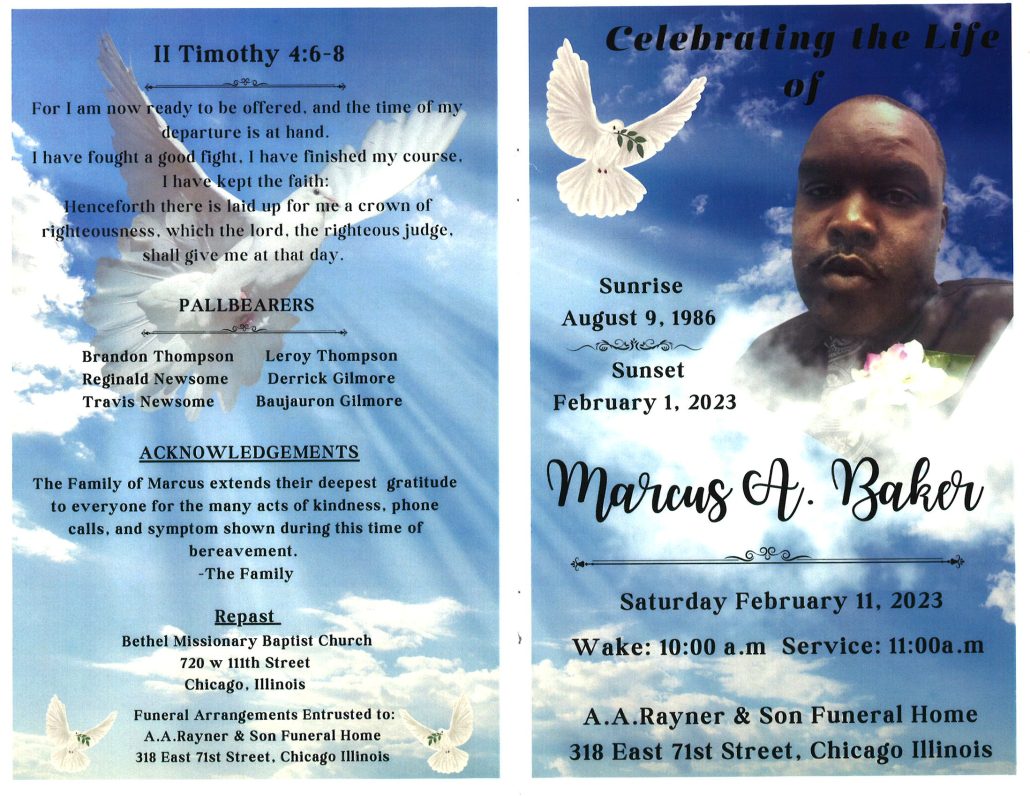 Marcus A Baker Obituary